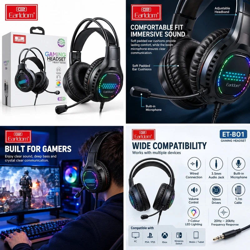 EARLDOM Wired Gaming Headset 3.5mm