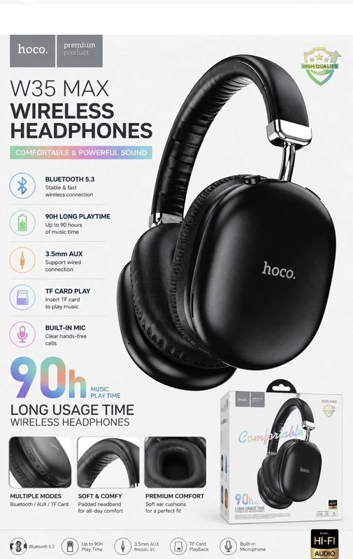HOCO W35 Max Wireless Bluetooth Headphones 90H Battery